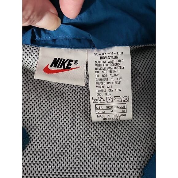 90s Nike Windbreaker Jacket M (10-12) Teal Purple Colorblock BIG Swoosh Track - Picture 15 of 15